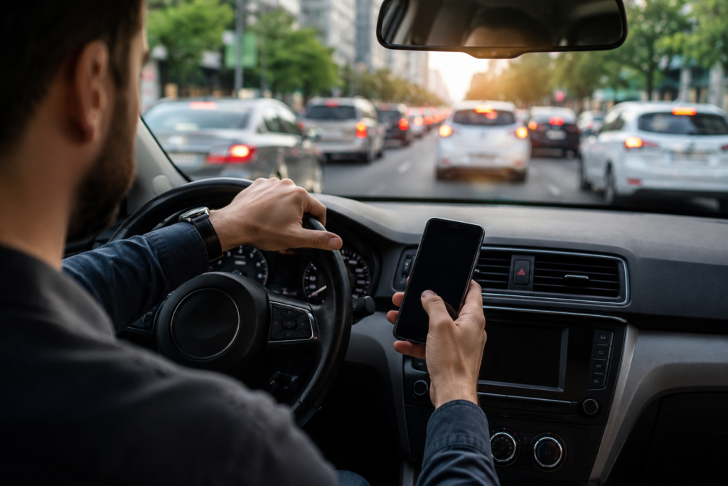 Distração ao volante faz disparar multas por uso de celular e acende alerta para segurança no trânsito